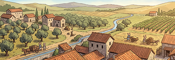 A settlement grown into a walled town